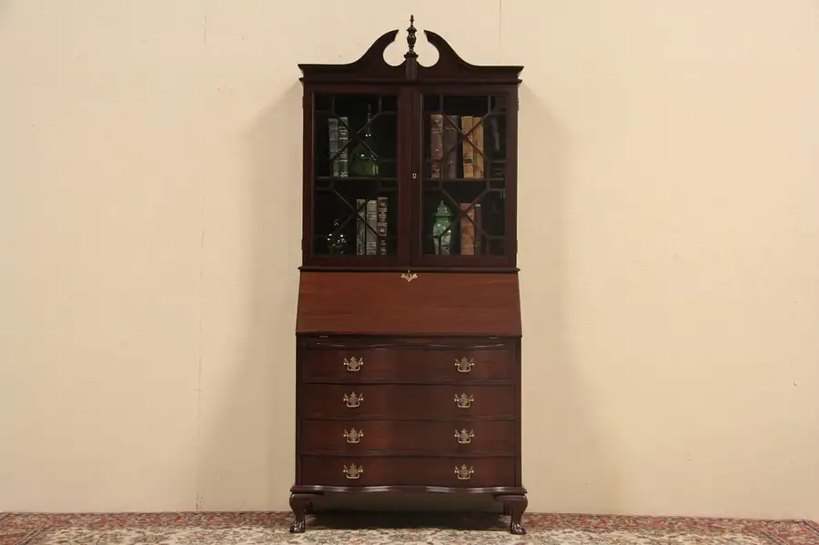 Main image of Mahogany Georgian 1940's Secretary Desk & Bookcase