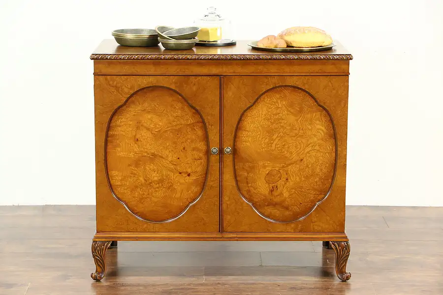 Main image of Hunt Board, Sideboard, Server or Credenza, 1940's Vintage Carved Olive Ash Burl