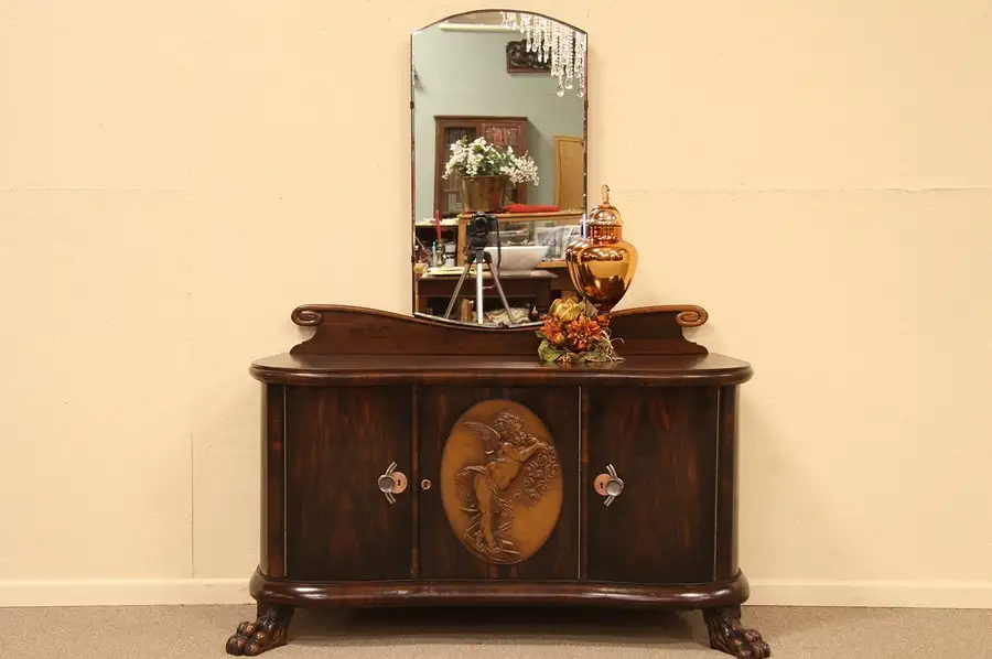 Main image of Cupid Carved Rosewood Dresser, Server or Console