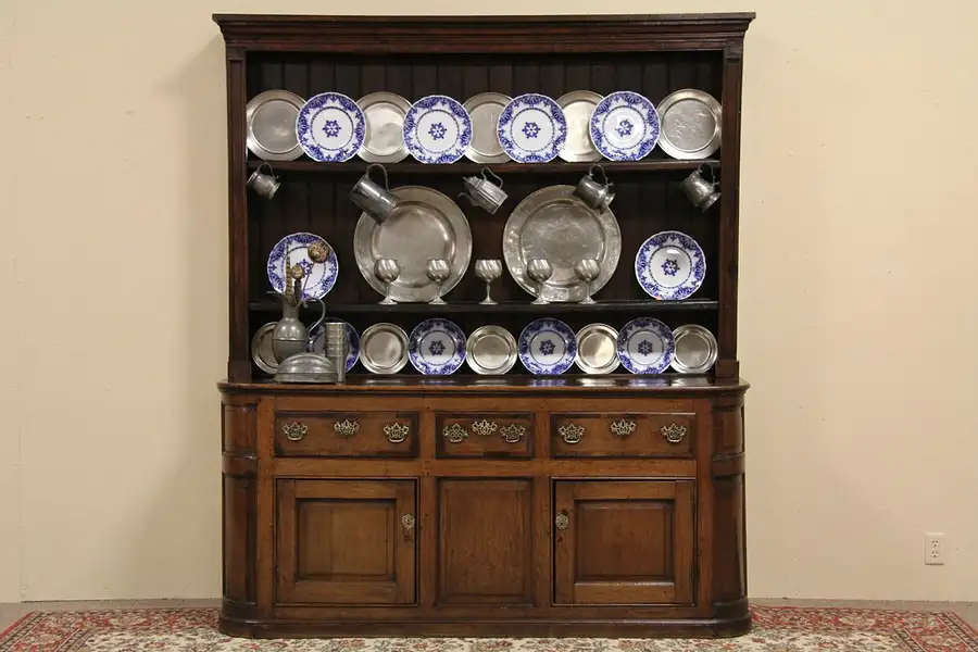 Main image of Oak Welsh Dresser Pewter Cupboard Antique 1840