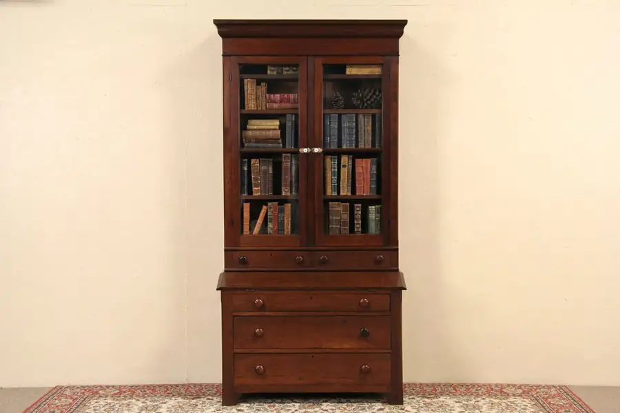 Main image of Country Empire 1840 Antique Secretary Desk & Bookcase