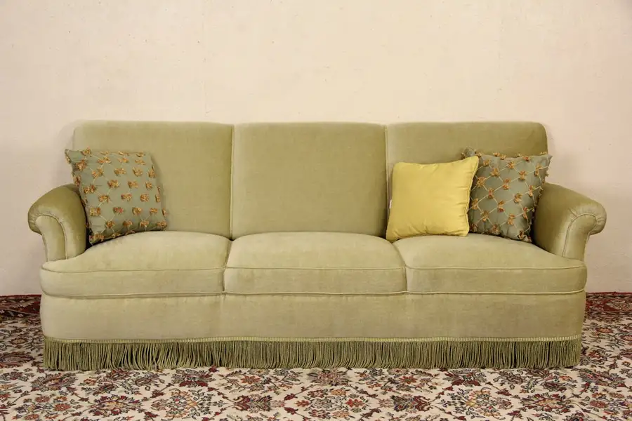 Main image of Mohair 1940's Vintage Scandinavian Sofa, Original Fringe