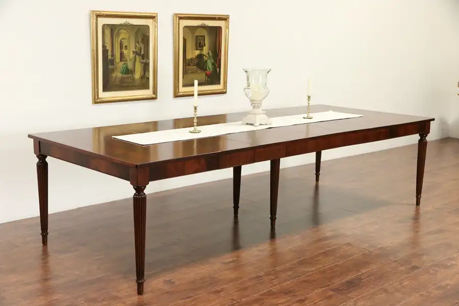 Main image of Dodge of Mass. Signed 1930's Vintage Square Dining Table, 6 leaves, Extends 10'