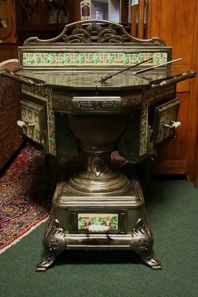 Main image of French Iron and Tile 1890's Antique Cookstove