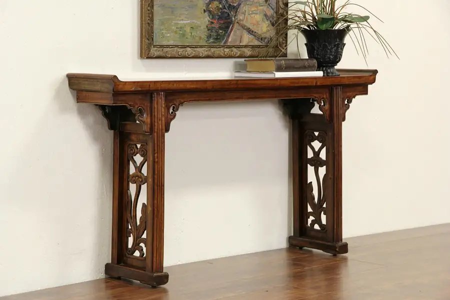 Main image of Chinese 1900 Antique Carved Altar, Sofa or Hall Console Table