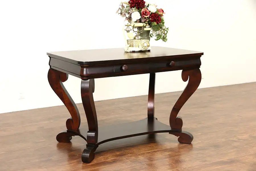 Main image of Empire 1915 Antique Mahogany Writing Desk or Library Table