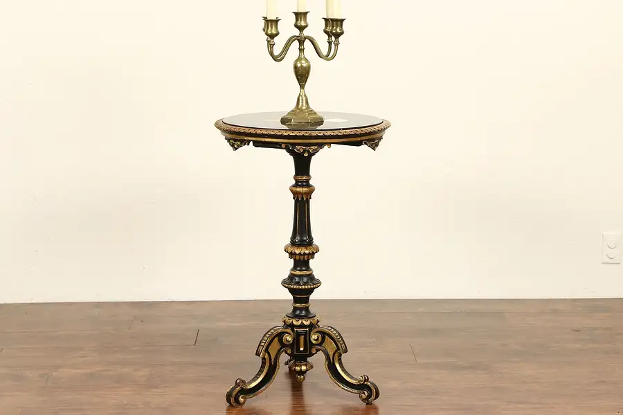 Main image of Italian Pietre Dure Inlaid Marble Top Carved 1870 Antique Round Table