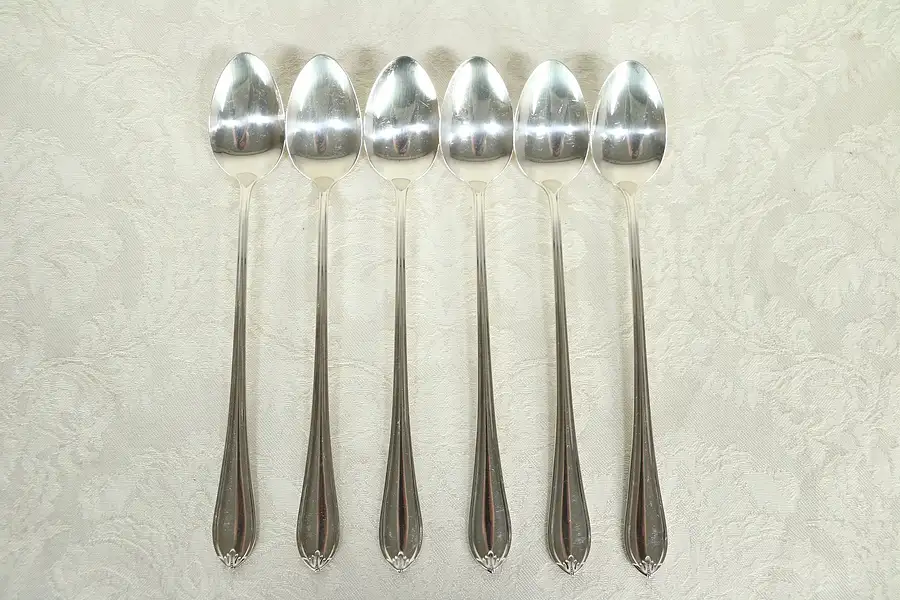 Main image of Set of 6 Antique Sterling Silver Ice Tea Spoons, Signed Whiting
