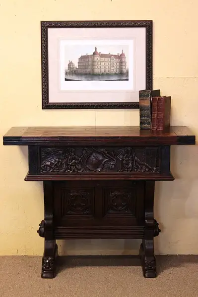 Main image of Renaissance Oak Desk & Map Table, Secret Drawer