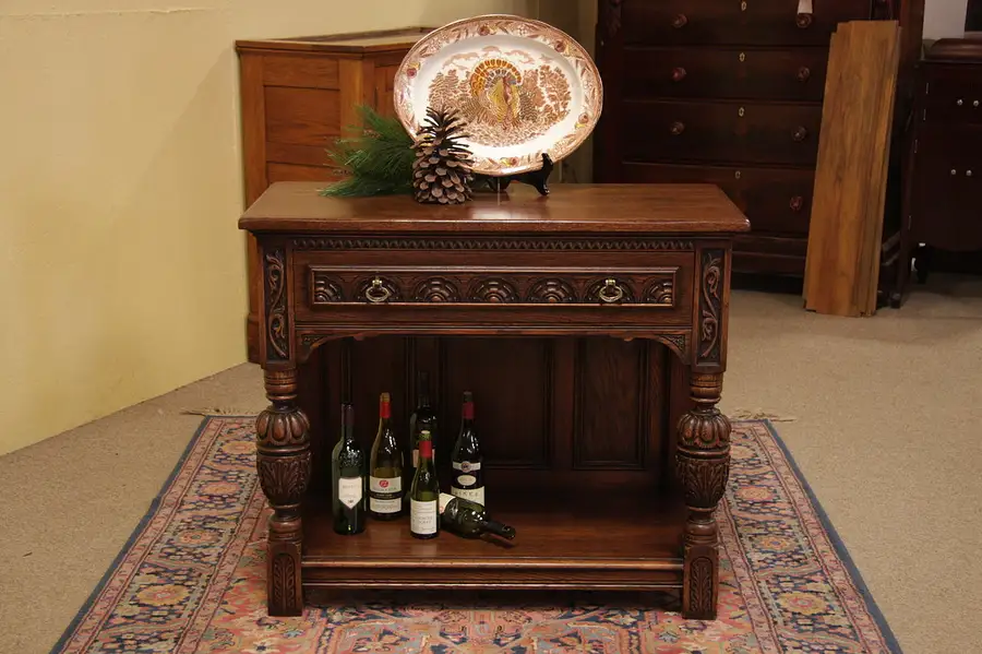 Main image of English Renaissance Oak Server, Sideboard, Console