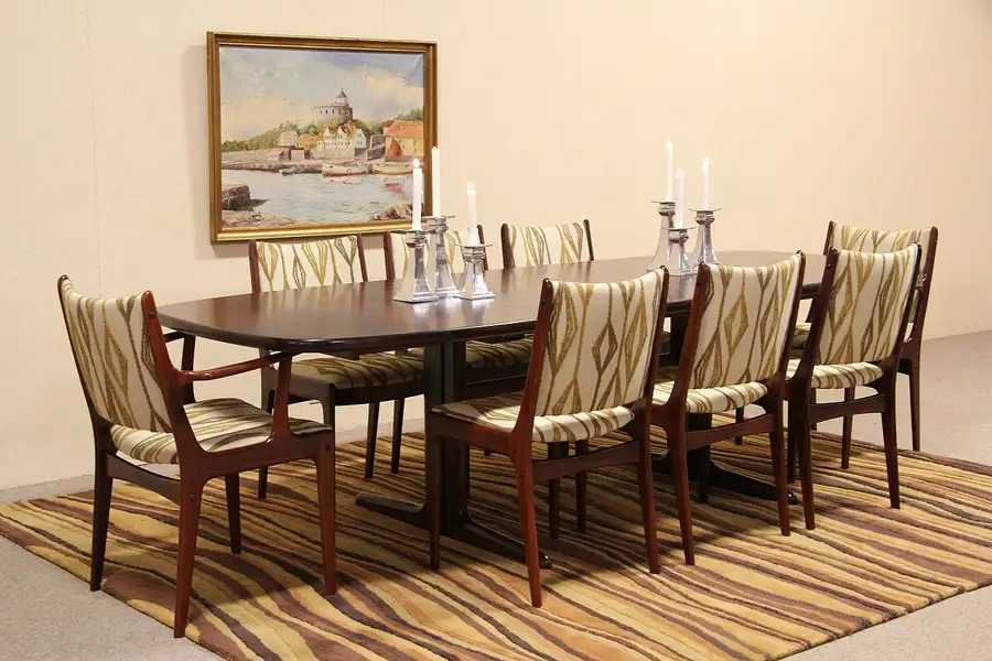 Main image of Midcentury Danish Modern Rosewood Dining Set, Table & 8 Chairs, 1960 Vintage