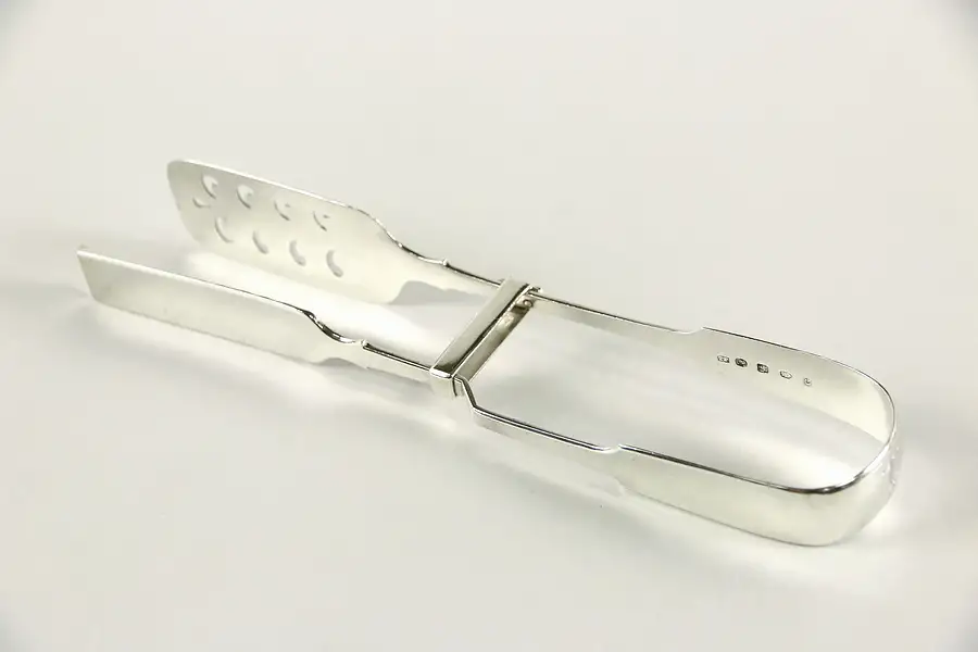 Main image of Irish Antique Sterling Silver Asparagus Tongs, Signed Thomas Farnell, 1815-1855