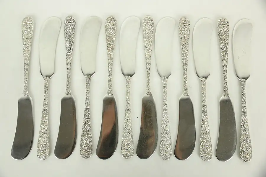 Main image of Set of 12 Butter Knives, Repousse Sterling Silver by Kirk Stieff