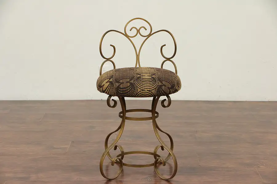 Main image of Midcentury Modern 1960 Vintage Vanity Chair or Stool, New Upholstery