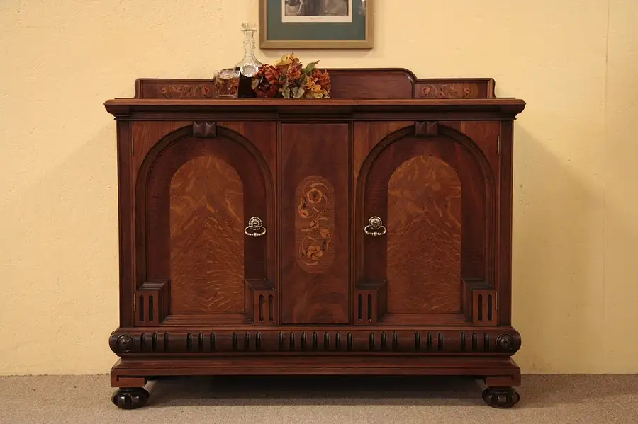 Main image of Antique Marquetry Sideboard, Server, or Huntboard
