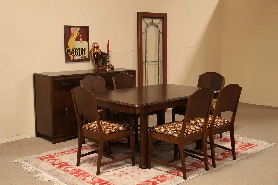 Main image of Art Deco Dining Set, Table, 6 Chairs & Sideboard