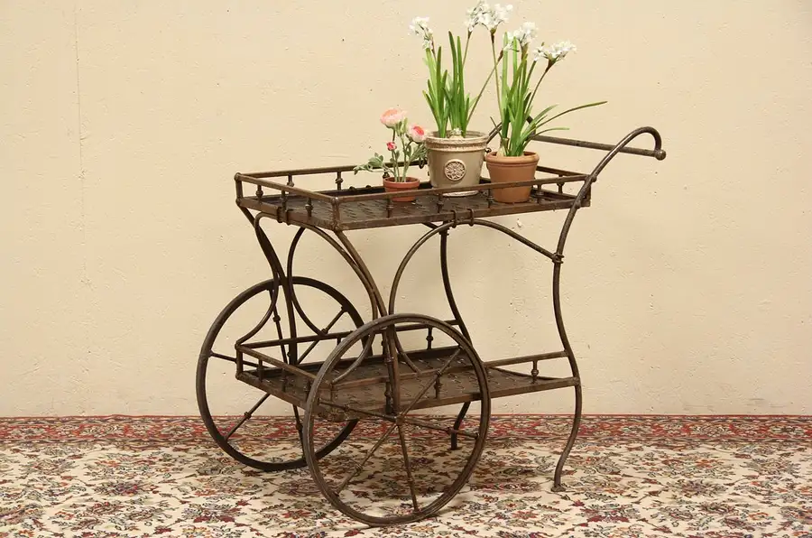 Main image of Iron Beverage, Tea Trolley or Vintage Garden Cart