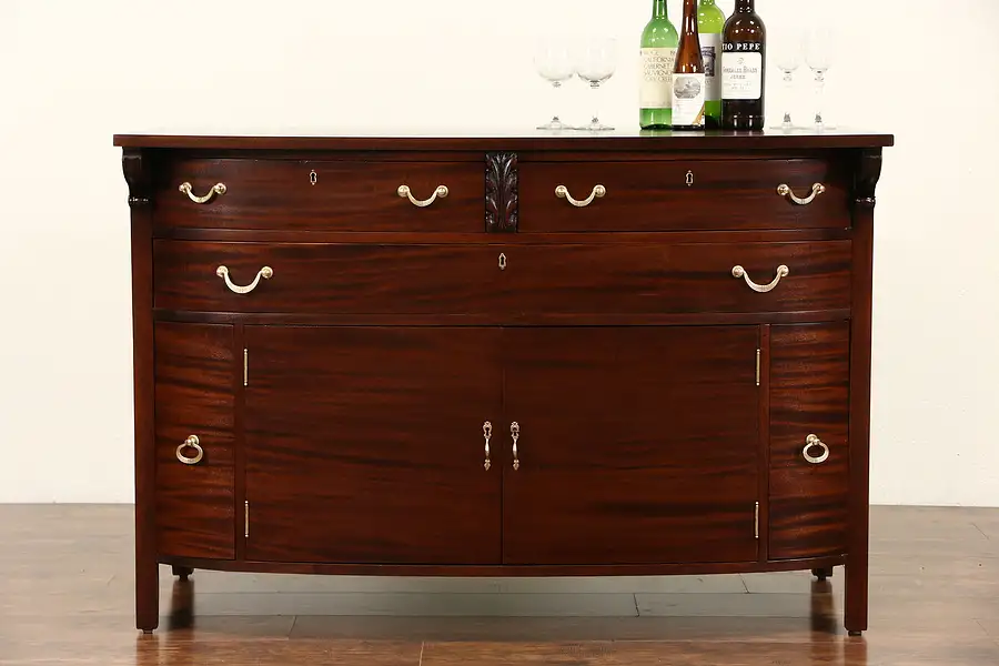 Main image of Berkey & Gay Signed 1915 Antique Bowfront Mahogany Sideboard Server or Buffet