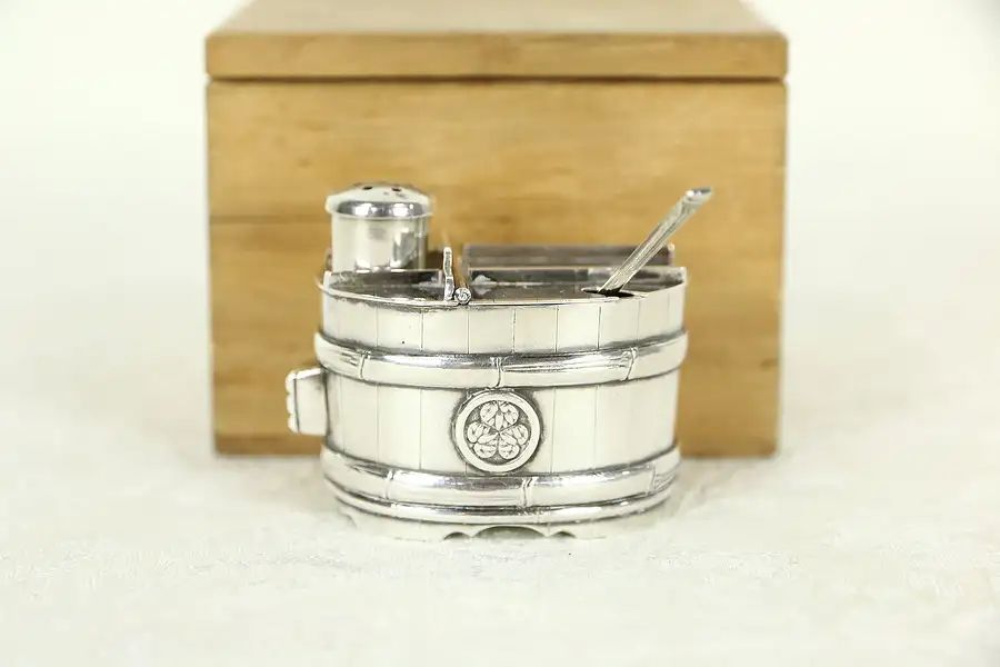 Main image of Japanese Sterling Salt Cellar & Pepper Shaker, Signed Asahi 950