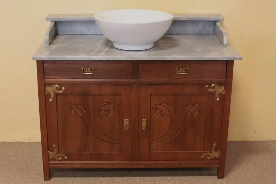 Main image of Art Nouveau Marbletop Server, Bar Vessel Sink Vanity
