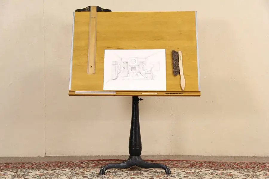 Main image of Iron Base Drafting or Artist Drawing Adjustable Table