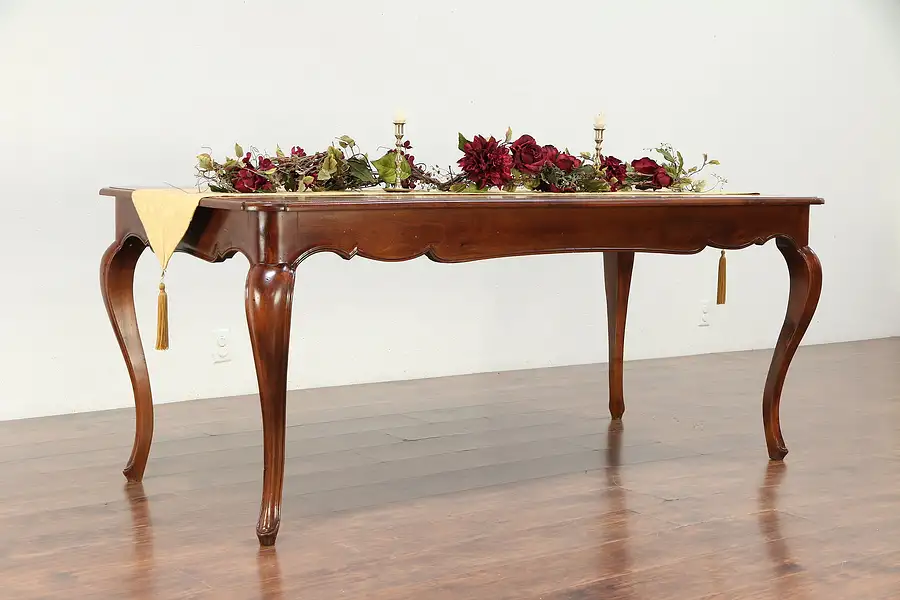 Main image of Country French Style Antique 1920 Carved Walnut Italian Dining Table