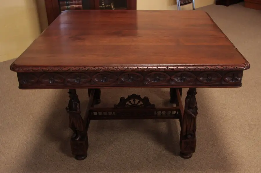 Main image of French Brittany Folk Carved Dining or Game Table