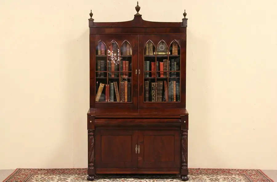 Main image of Empire 1820 Antique Secretary Desk & Bookcase