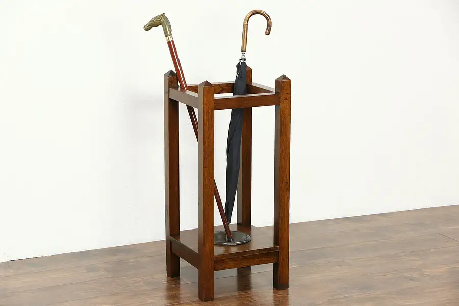 Main image of Art & Crafts Mission Oak Antique 1900 Craftsman Cane & Umbrella Stand