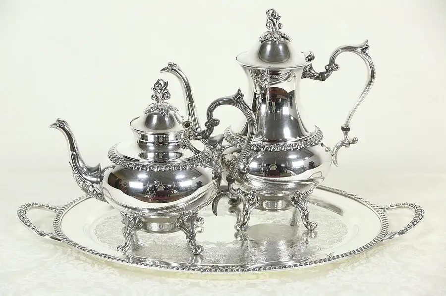 Main image of Avon 3 Pc Silverplate Tea & Coffee Set by Rogers with Tray