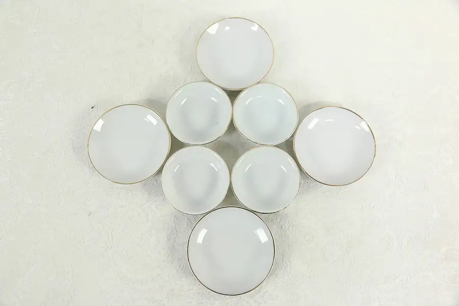 Main image of Set of 8 Porcelain Sauce Dishes, 2 Sizes, Gold Rims