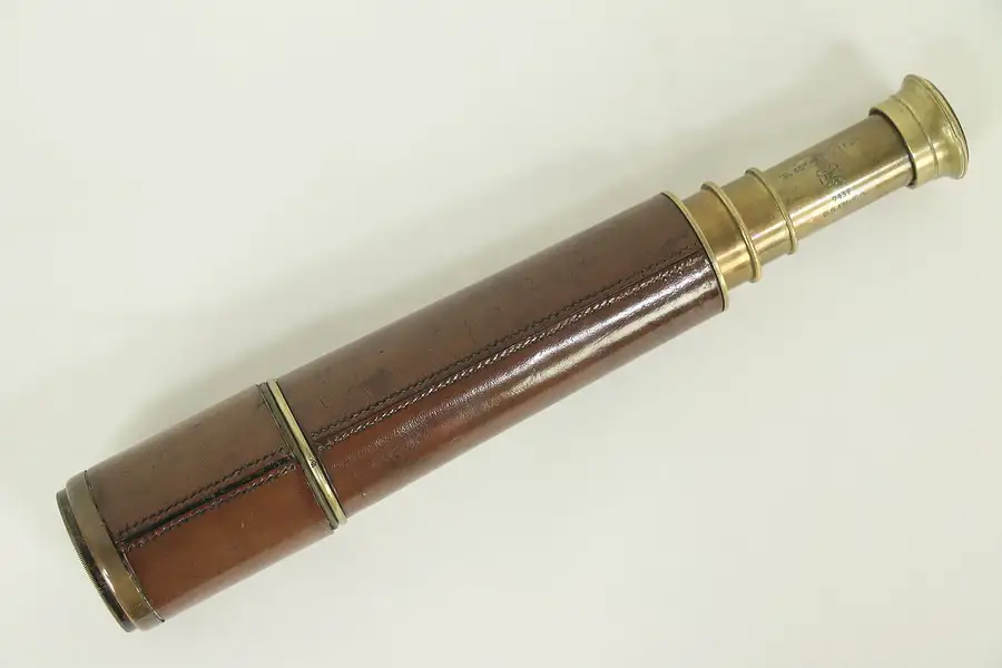 Main image of Spyglass Antique Telescope, 4 Brass Sections, Leather Sunshade,