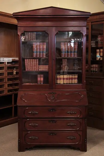 Main image of Victorian Walnut Secretary Desk, Bookcase Top 1875