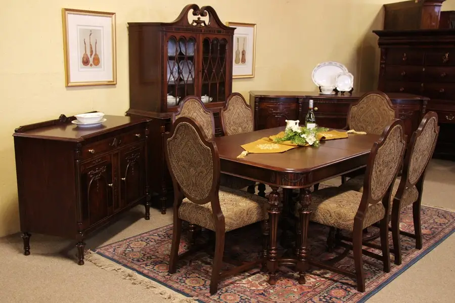 Main image of Carved Antique 1920's 10 Pc. Dining Set