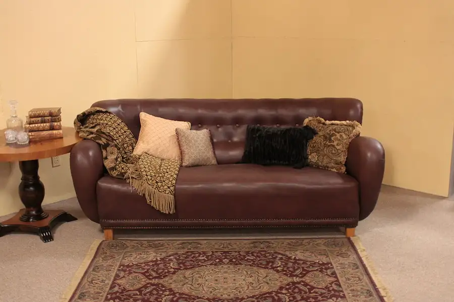 Main image of Art Deco Leather Club Sofa