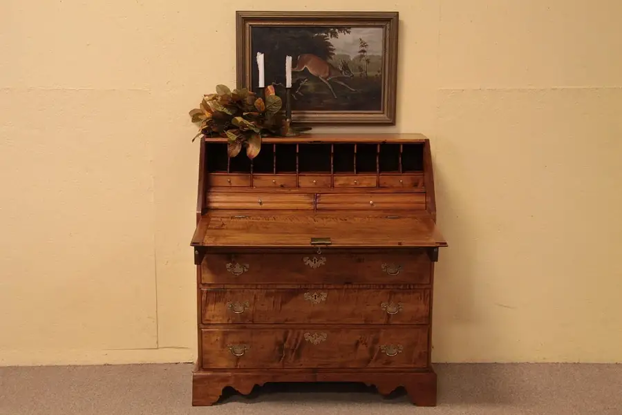 Main image of New England Curly & Tiger Grain Secretary Desk