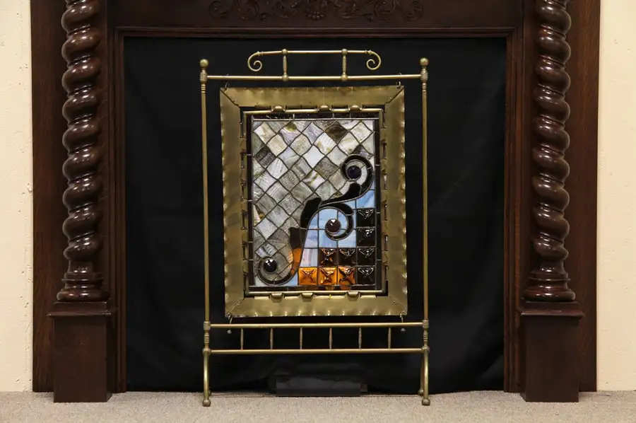 Main image of Stained Glass Fireplace Screen