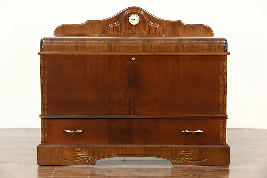 Main image of Art Deco Waterfall 1930's Cedar Chest & Clock