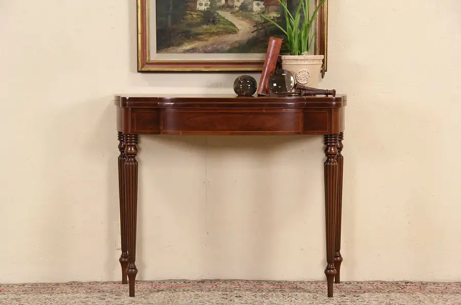 Main image of Console or Game Table, 1930's Vintage Mahogany & Banding