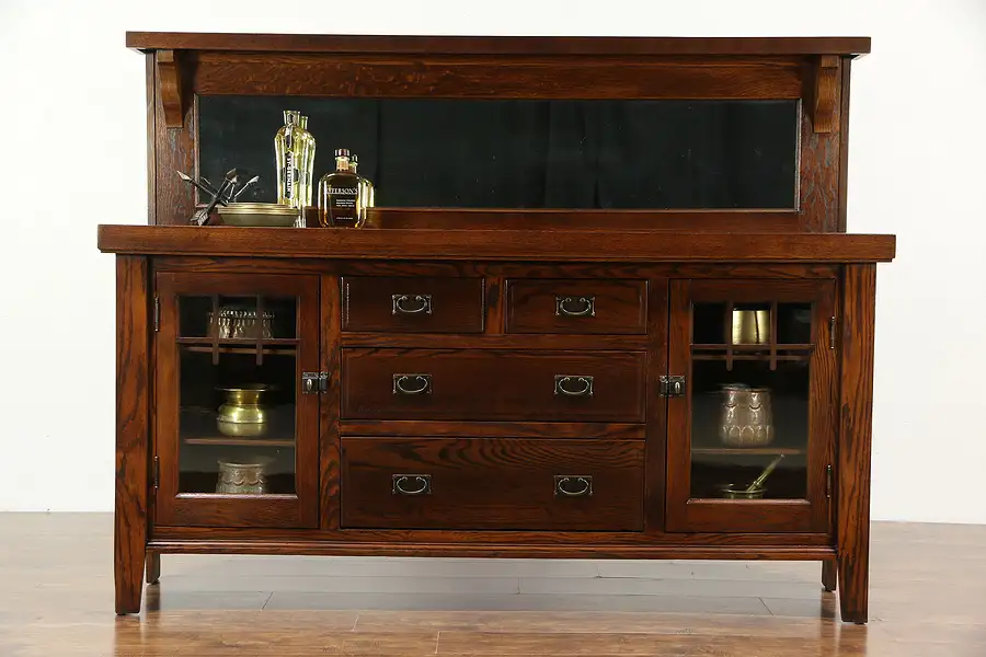 Main image of Art & Crafts Mission Oak 1905 Antique Sideboard, Server or Buffet