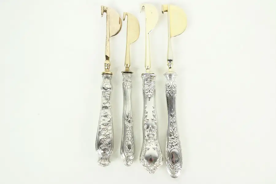Main image of Group of 4 Antique Silver Fruit or Cheese Knives