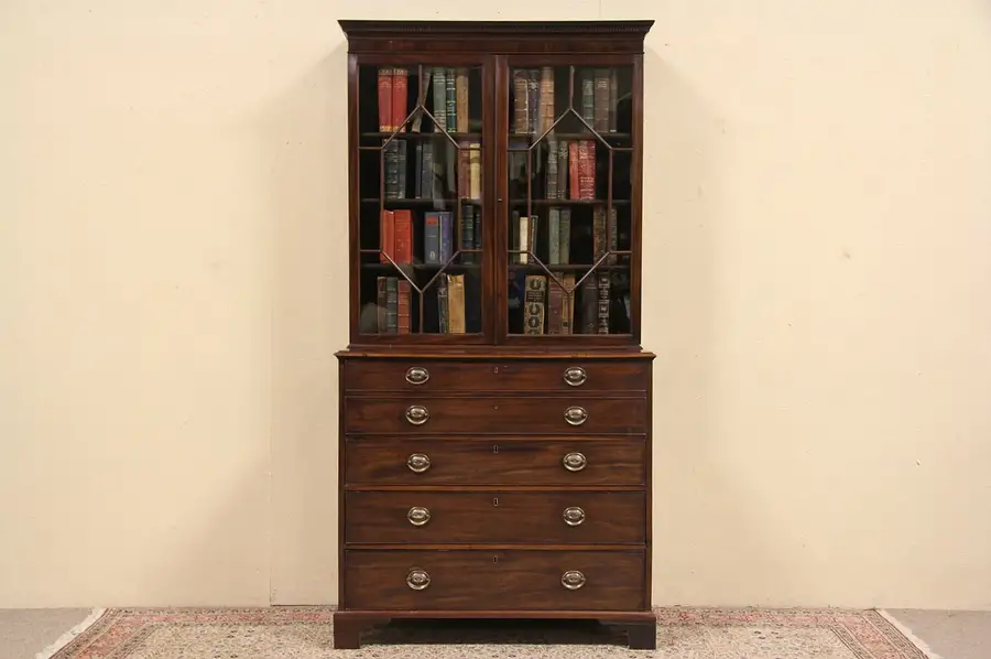 Main image of Georgian English Antique 1840 Secretary Desk & Bookcase