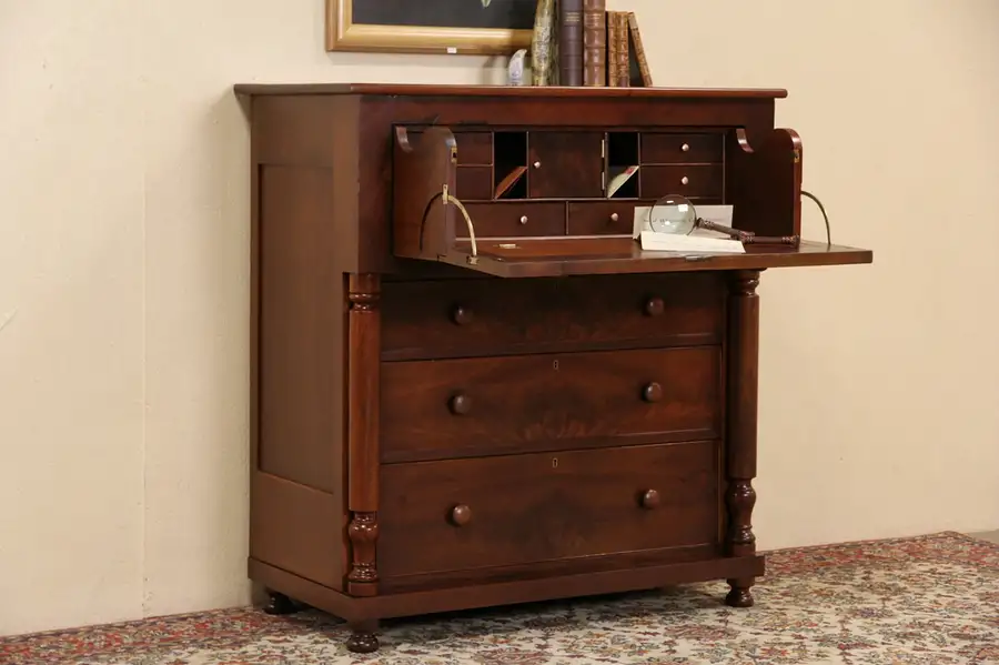 Main image of Empire Cherry & Mahogany 1840's Antique Butler Secretary Desk