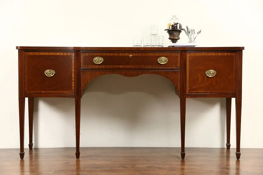 Main image of Kittinger NY Signed Federal Mahogany Vintage Sideboard, Wine Drawers & Banding
