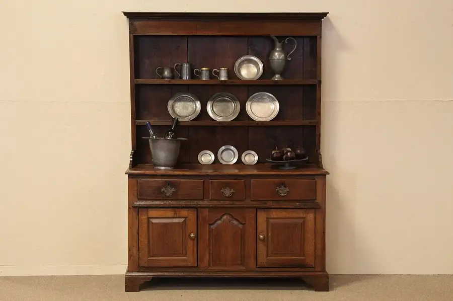 Main image of Oak Welsh Dresser Pewter Cupboard Secret Compartment