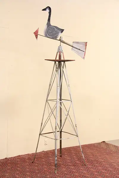 Main image of Goose Folk Art Garden Weather Vane, Tower Base