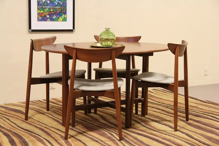 Main image of Midcentury Danish Modern Teak Vintage 1960 Dining Set, Table, 4 Chairs