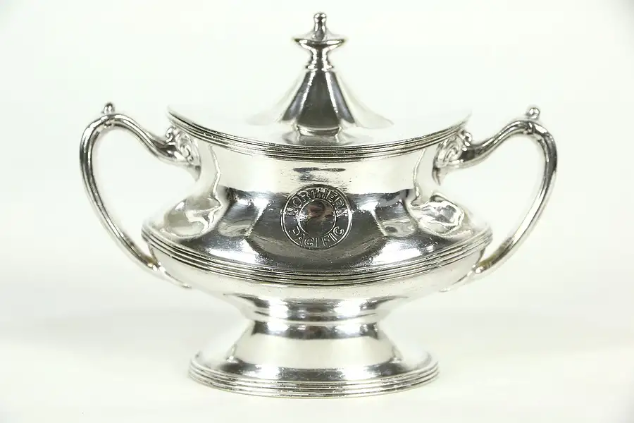 Main image of Nothern Pacific RR Silver Antique Covered Sugar Bowl, Signed Reed & Barton