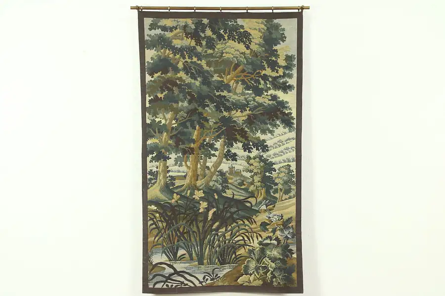 Main image of Renaissance Design Vintage Tapestry, Mountain Scene & Church, France