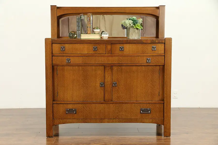 Main image of Arts & Crafts Mission Oak Antique Craftsman Sideboard Server, Chittenden